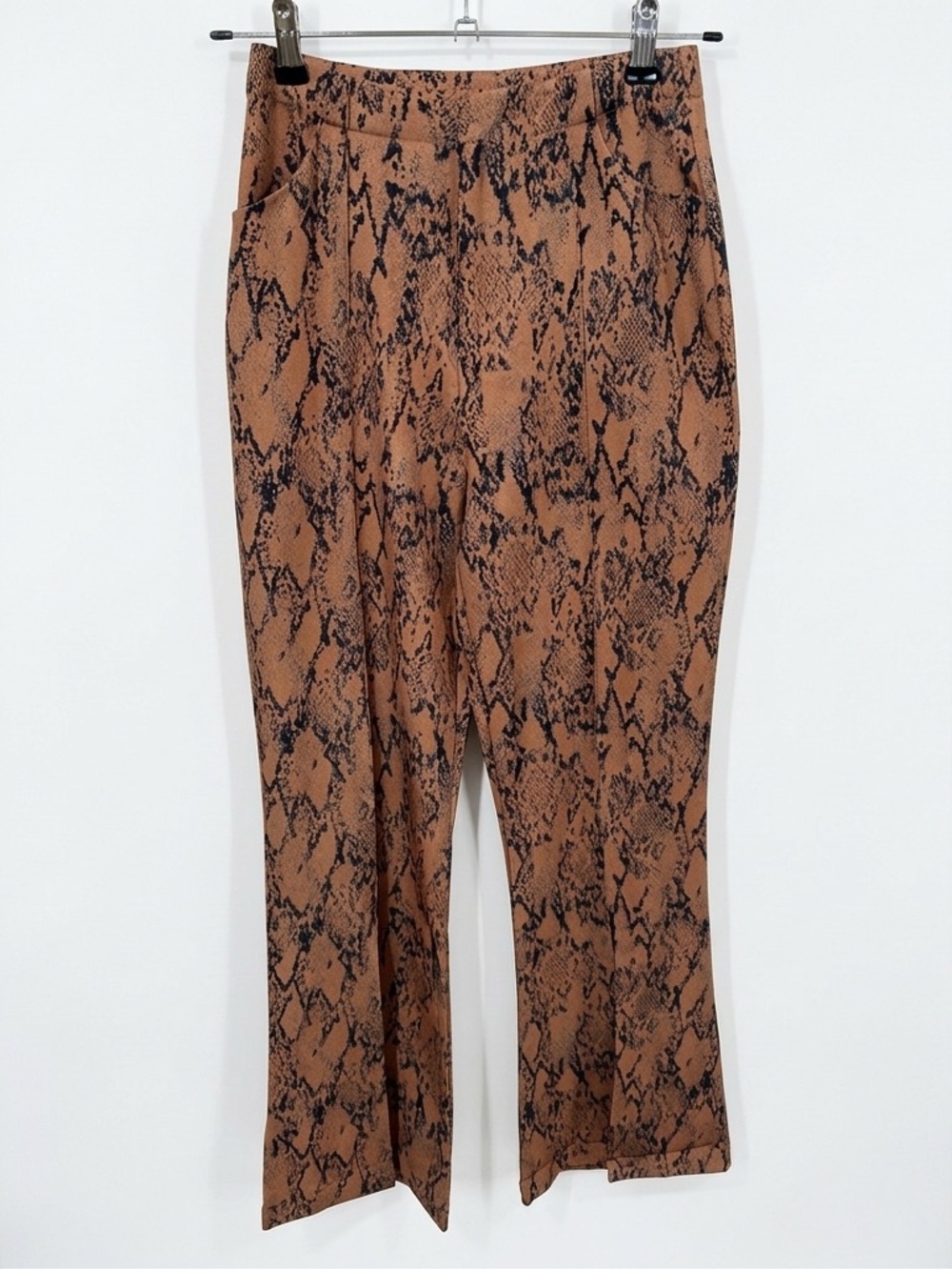 Princess Polly Brown Snake Print Flare Pants Size 2